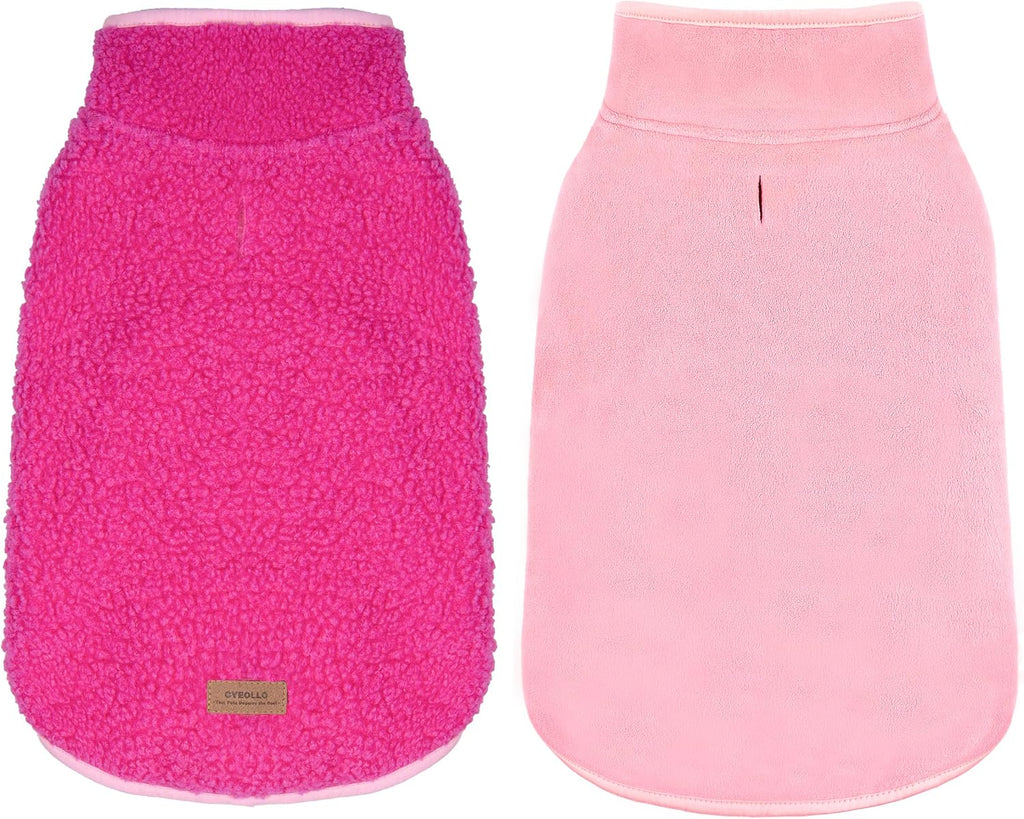 Sherpa Dog Coat Reversible Dog Jackets for Small Dogs, Pink, M
