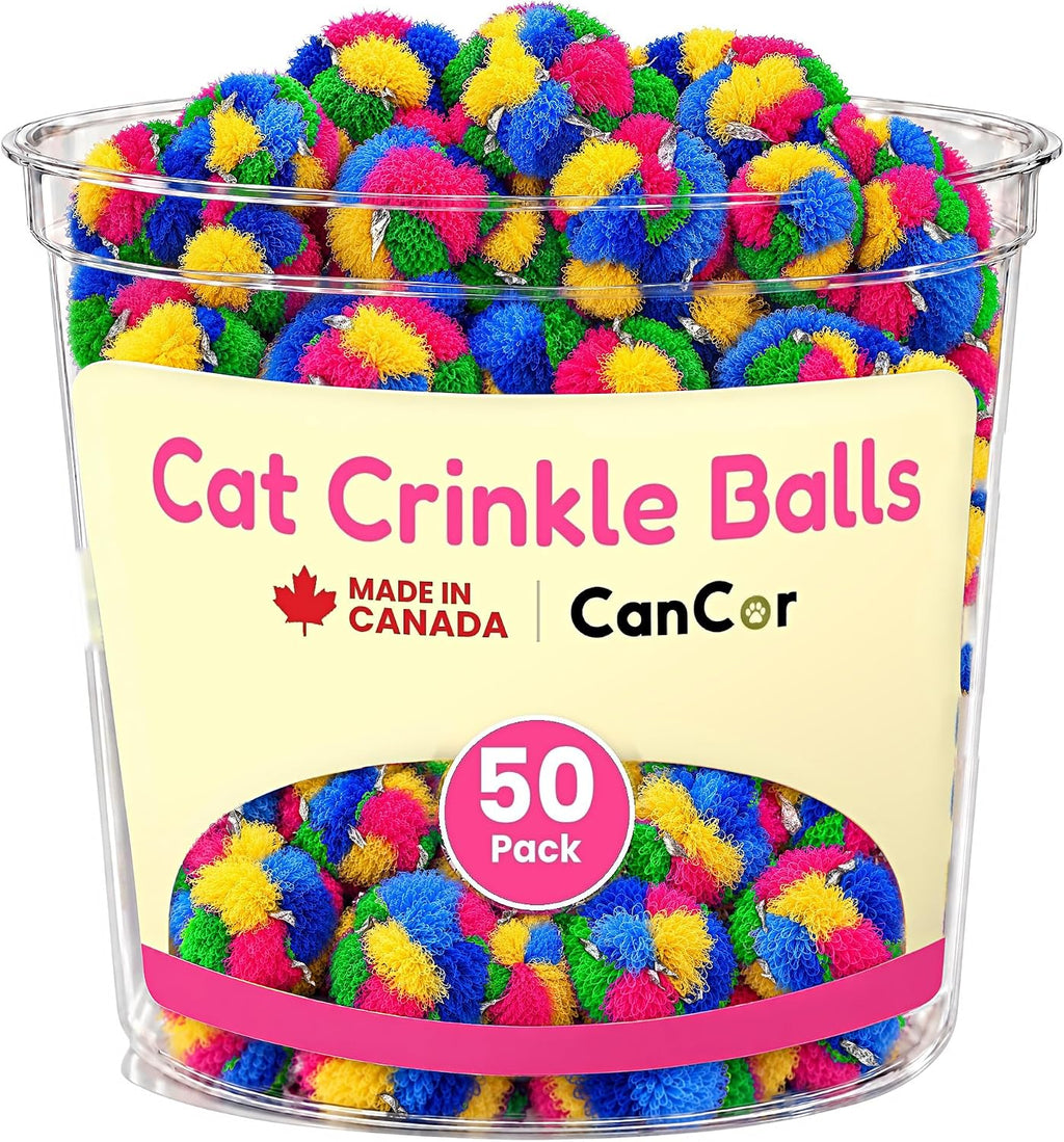 Crinkle Balls for Cats, Original 1.5 Inch, 4 Pack, Crinkle Cat Toy, CanCor