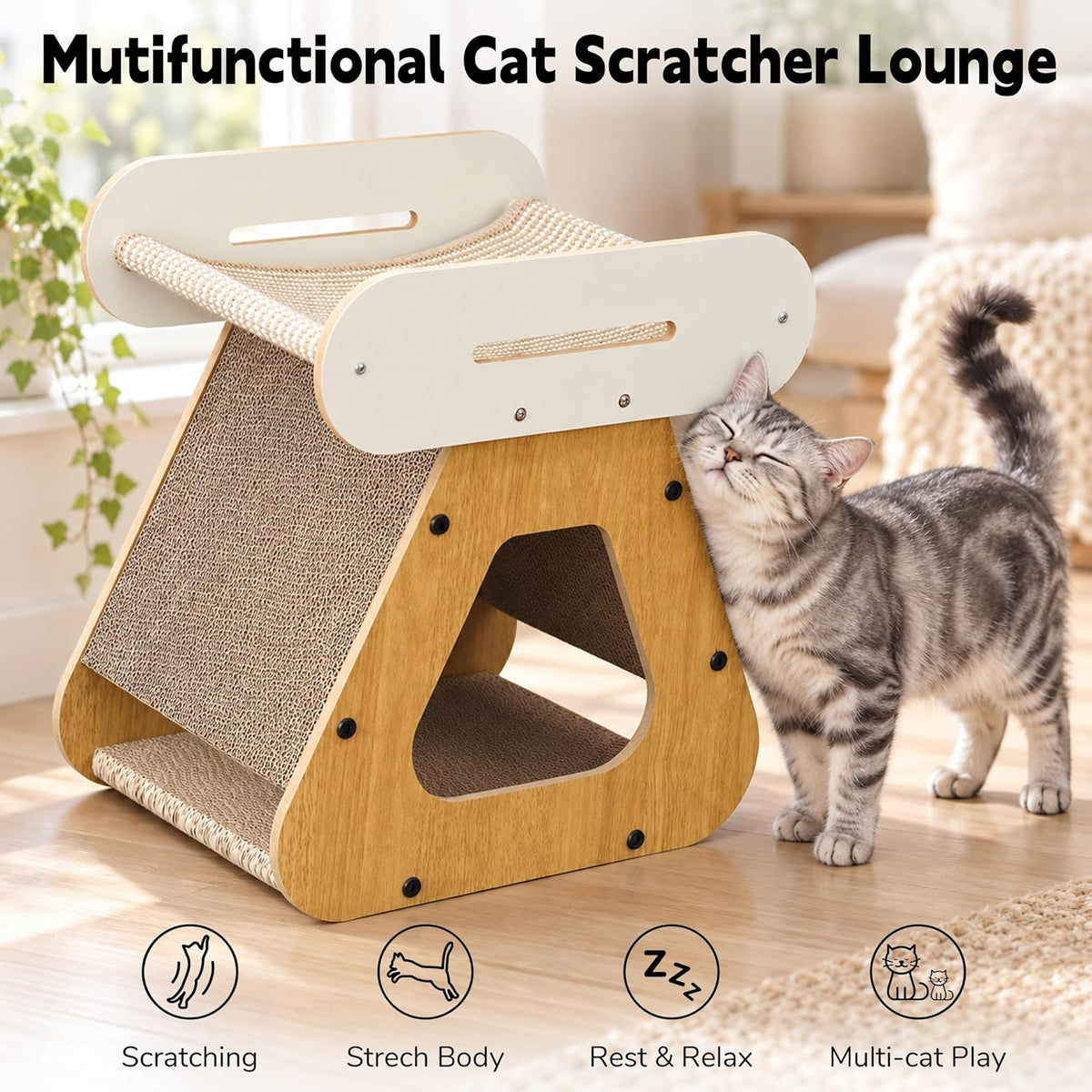 Cardboard Cat Scratcher, 17.7IN Cat Scratching House Indoor for Small Cats