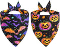 Halloween Dog Bandanas - 2 Pack Reversible Pumpkin and Bat Pet Scarf for Boys and Girls | Fall Dog Bibs | Premium Durabl