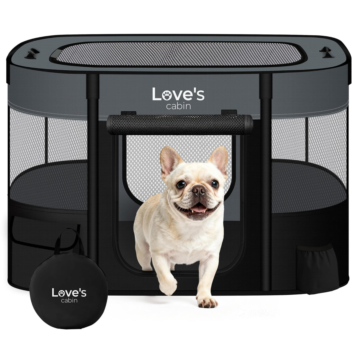 Love's cabin Pet Puppy Dog Playpen, Small Dog Tent Crates Cage Indoor/Outdoor, Portable Exercise Playpen for Cat, Foldable Pop Up Dog Kennel Playpen with Carring Case (S, Grey)