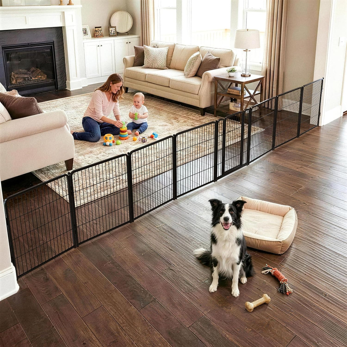 FXW Dog Gate, Extra Wide Adjustable for Openings Up to 219", 32" H