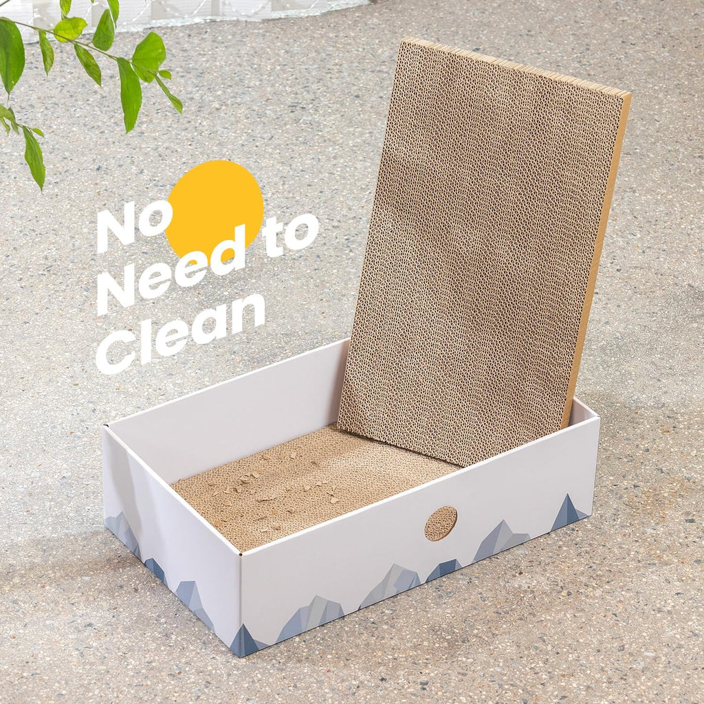 Conlun Cat Scratcher Box, Cardboard Pad, Bed for Indoor Cats, White