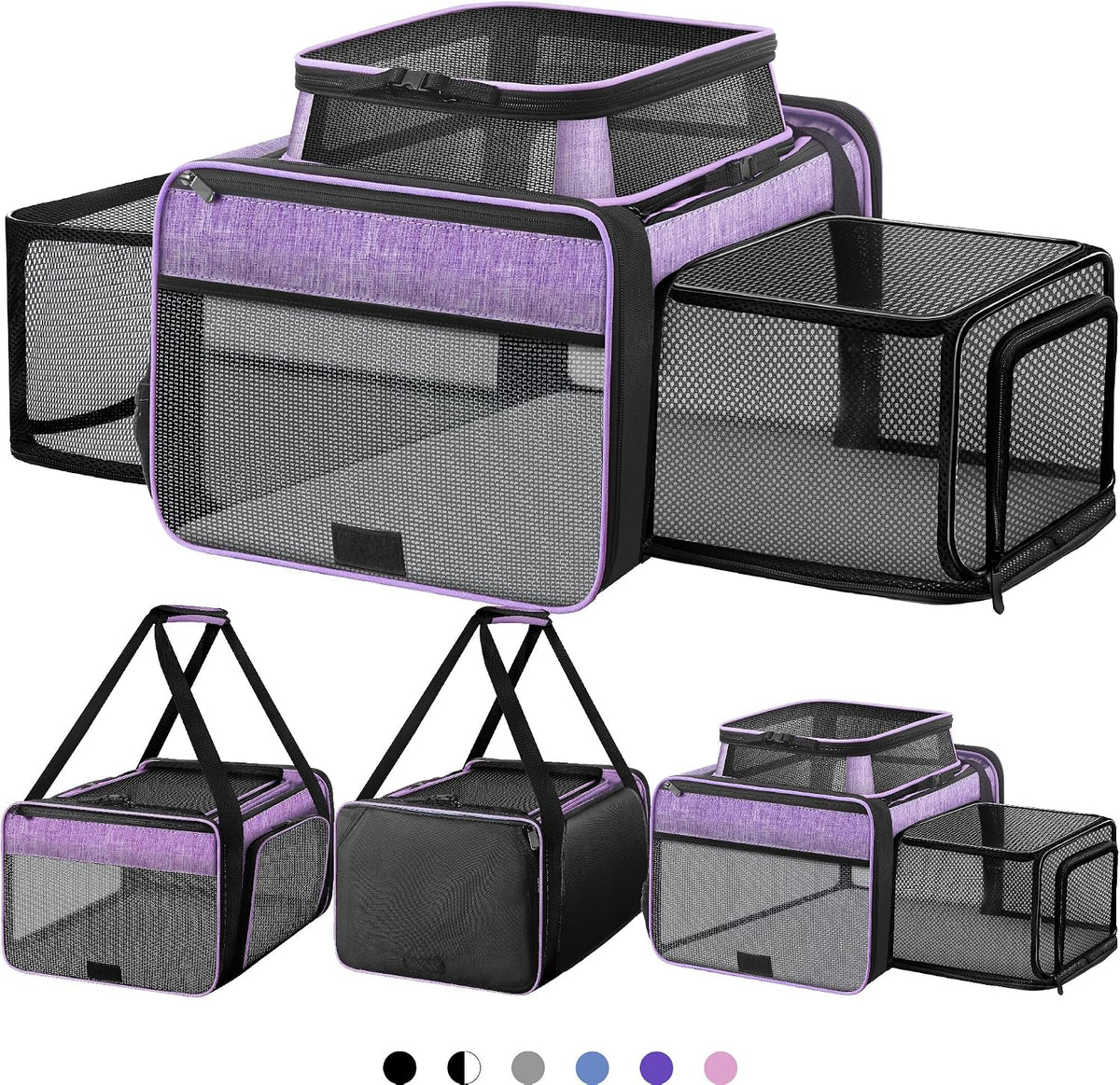 Top and 2 Sides Expandable Cat Carrier 18x13.5x9.5 TSA Airline Approved