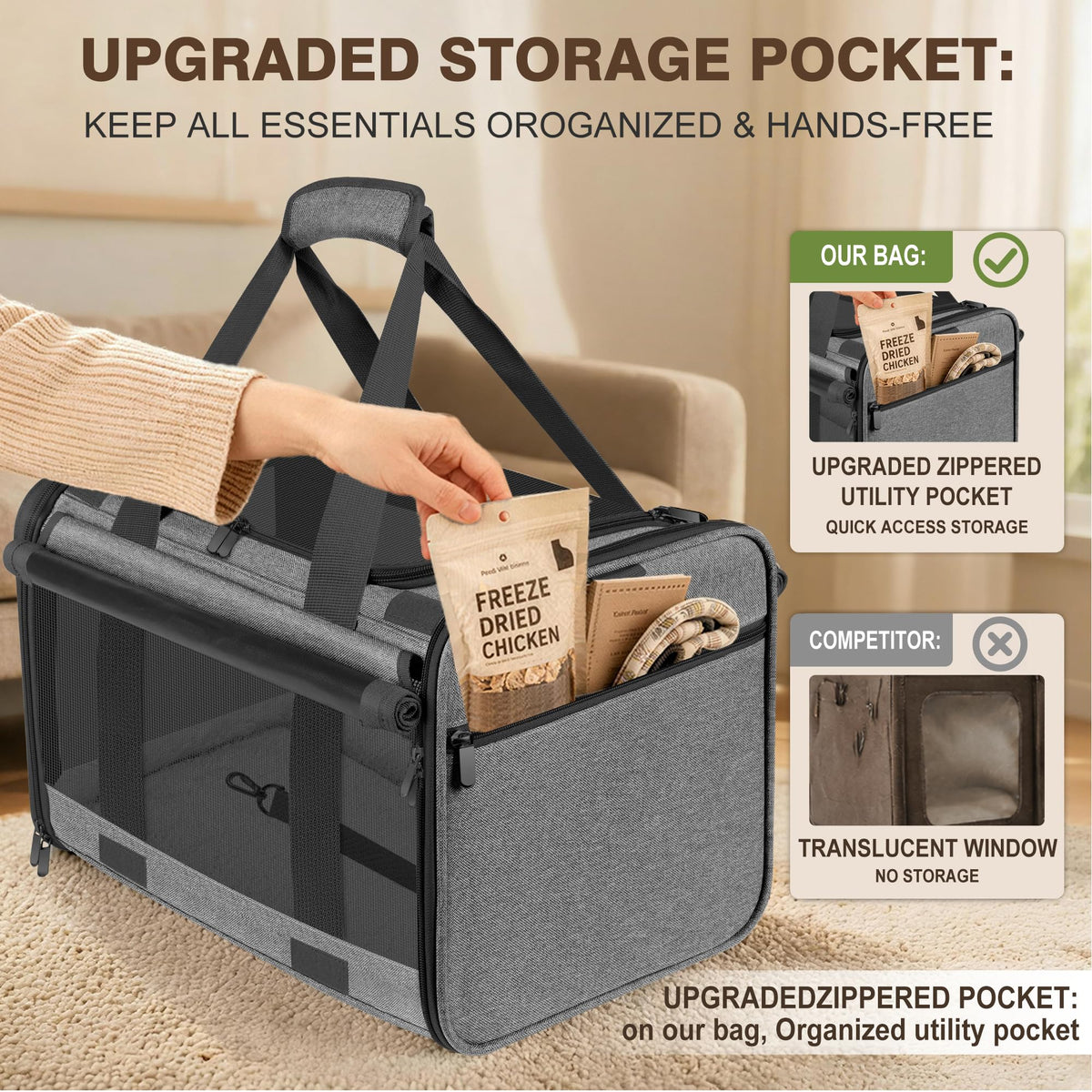 SMBFKGK Soft Sided Cat Carrier for Anxious Pets with Privacy Roller Blinds