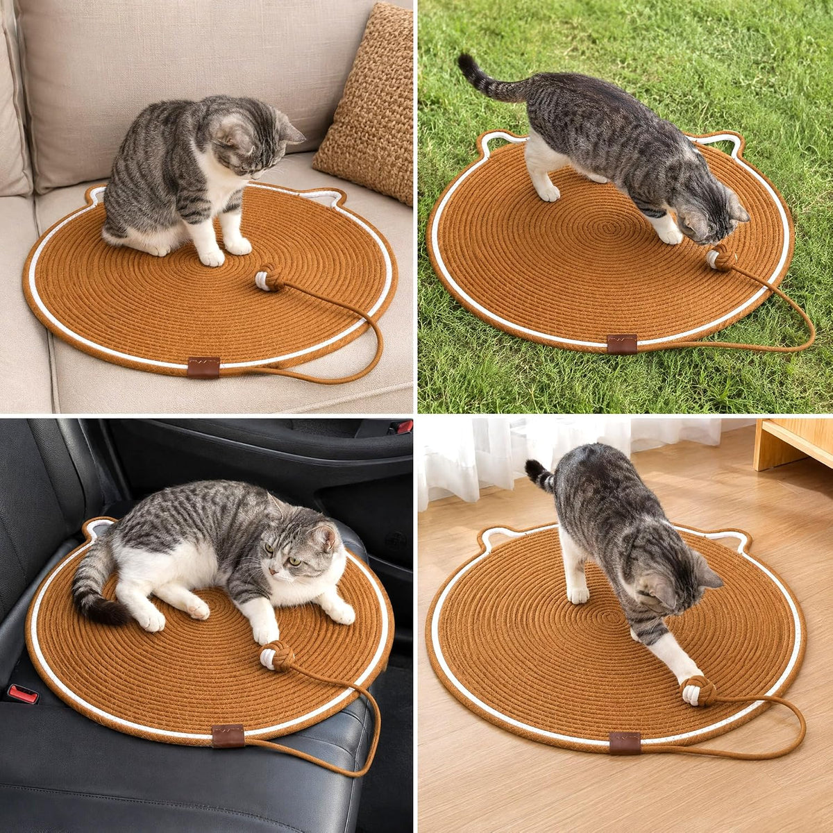 Cat Scratcher Mat, 23.62'' Round Cotton Rope Cat Scratch Pad for Indoor