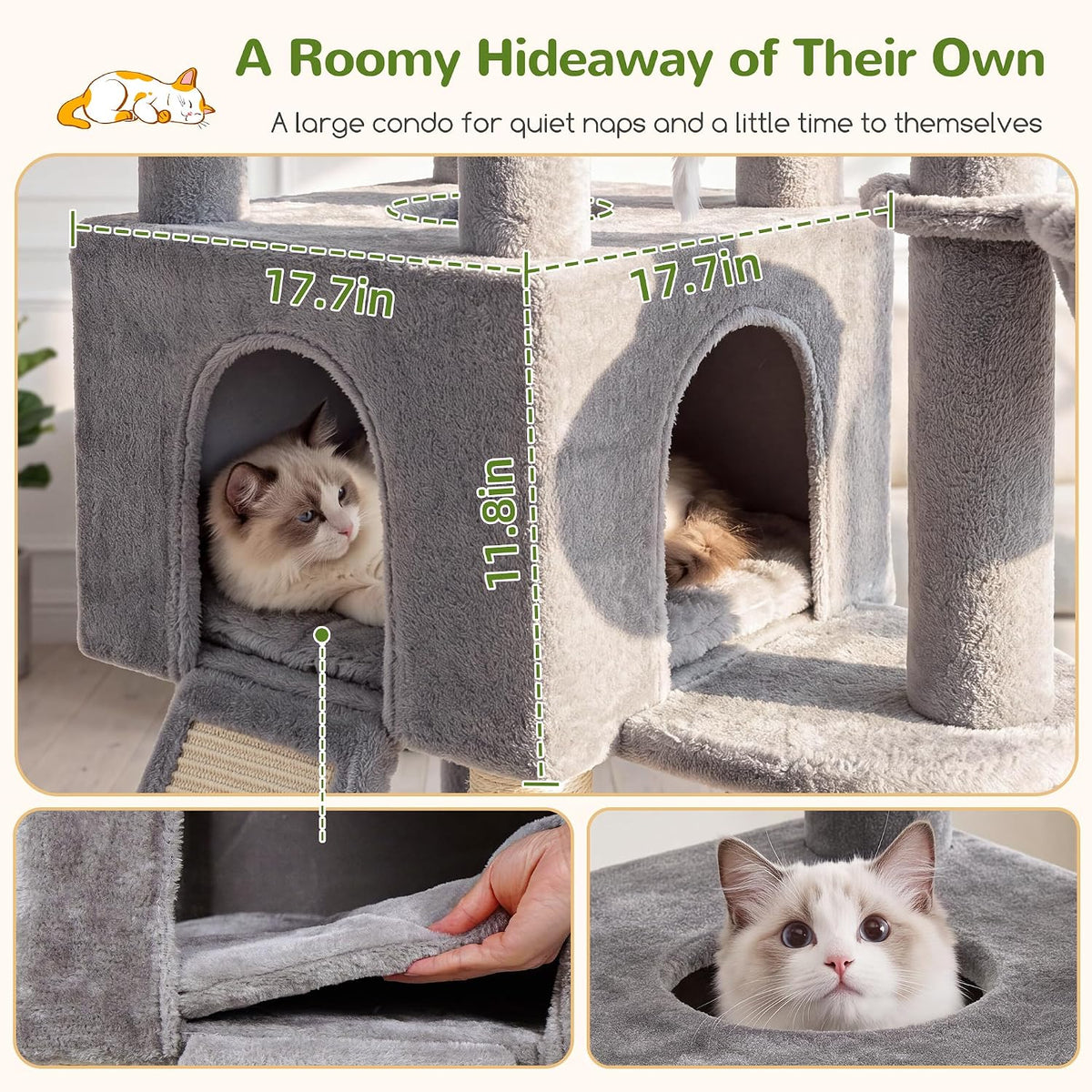 Globlazer Sturdy Cat Tree for Large Adult Cats with Scratching Posts, C52