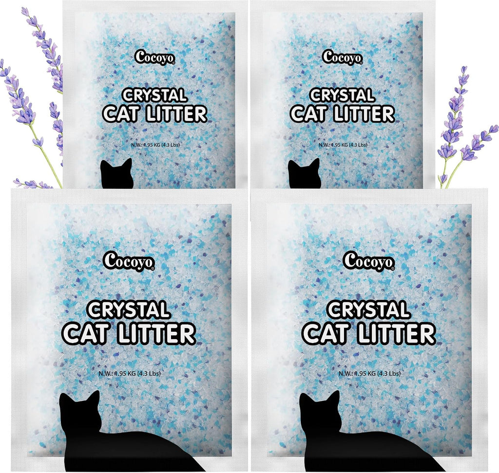 COCOYO Crystal Cat Litter I Silica Gel Cat Litter, 17.2 Lbs Value Pack (4.3 Lbs x 4)