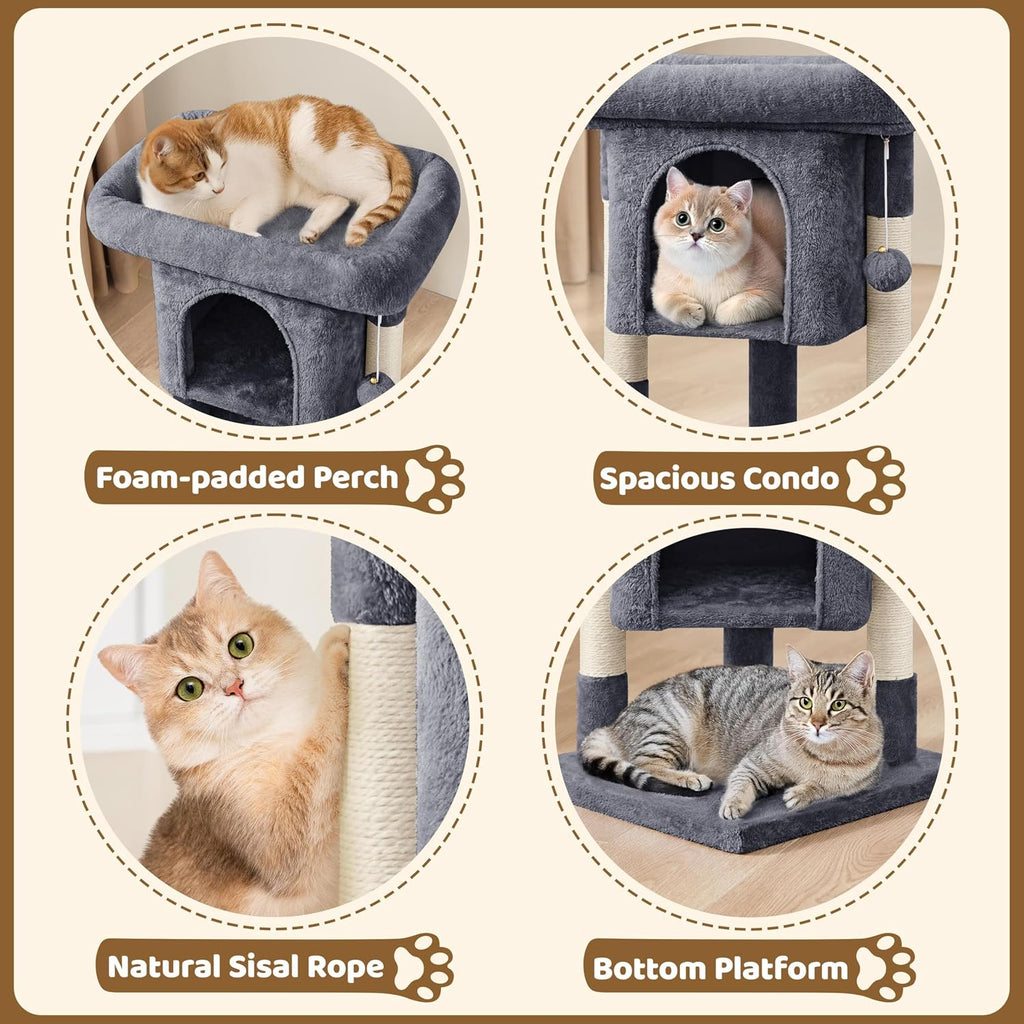 Yaheetech Small Cat Tree 23.5in for Kittens & Senior Cats, Low Profile Gray