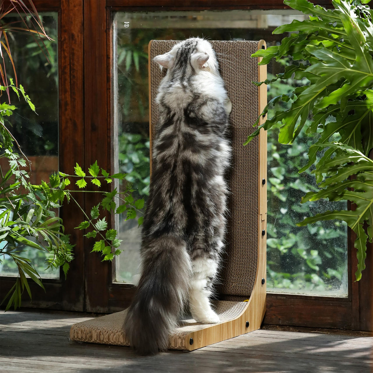 FUKUMARU Cat Scratcher, 26.8 Inch L Shaped Cat Scratch Pad for Indoor Cats