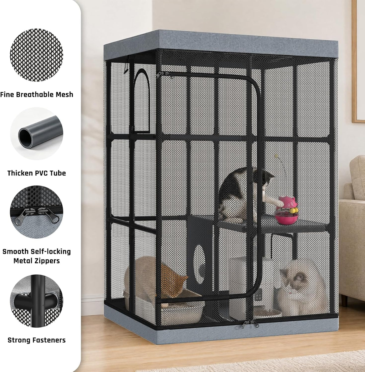 Large 3 -Tier Catio Outdoor Cat Enclosures Weatherproof, 51" H