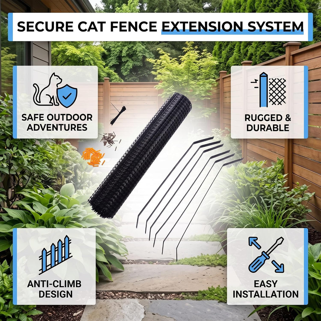 Cat Fence Outdoor Barrier 10m/33FT Anti-Climbing Curved Fence Topper
