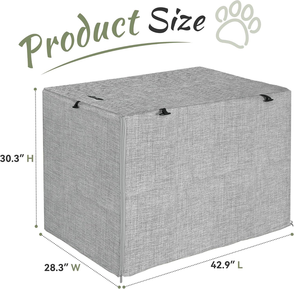 Akinerri Dog Crate Cover, Double Door Waterproof Kennel Cover, 42 in Grey