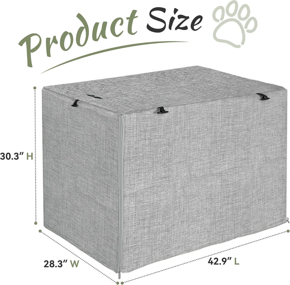 Akinerri Dog Crate Cover, Double Door Waterproof Kennel Cover, 42 in Grey
