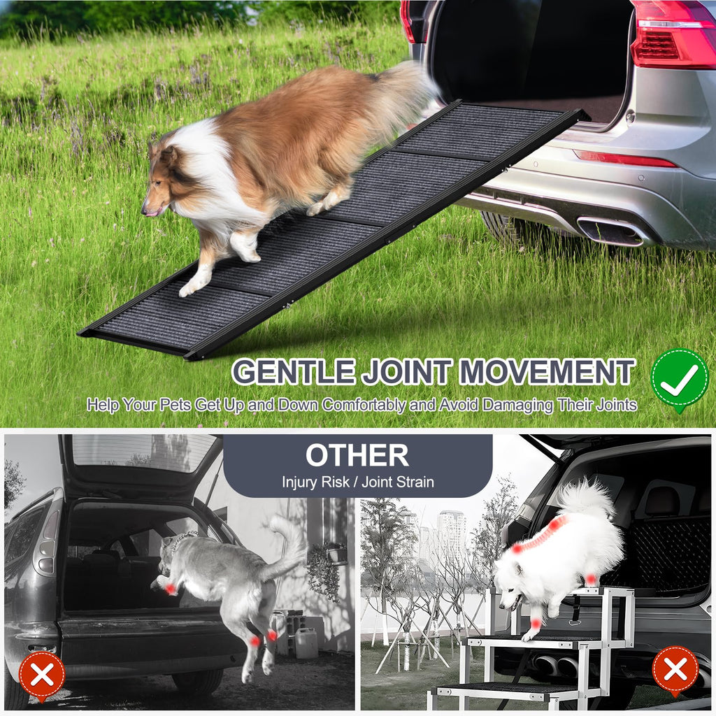 HerCcreta wigge Dog Ramp for Car 63" L × 17" W, Pet Ramp for Truck Foldable