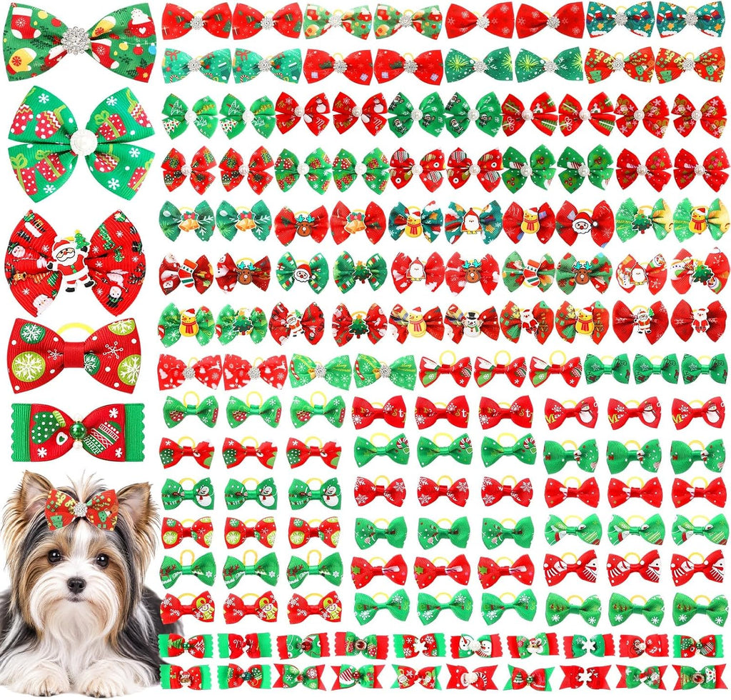 150 Pcs Christmas Dog Hair Bows Grooming Bows Bulk