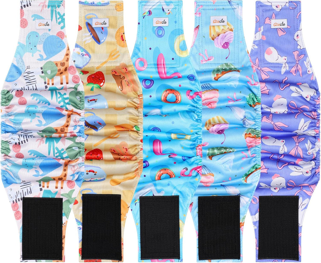 Dog Belly Bands for Male Dogs 5 Pack, Reusable Male Dog Diapers, Washable Belly Bands, Adjustable Pee Wraps for Marking,