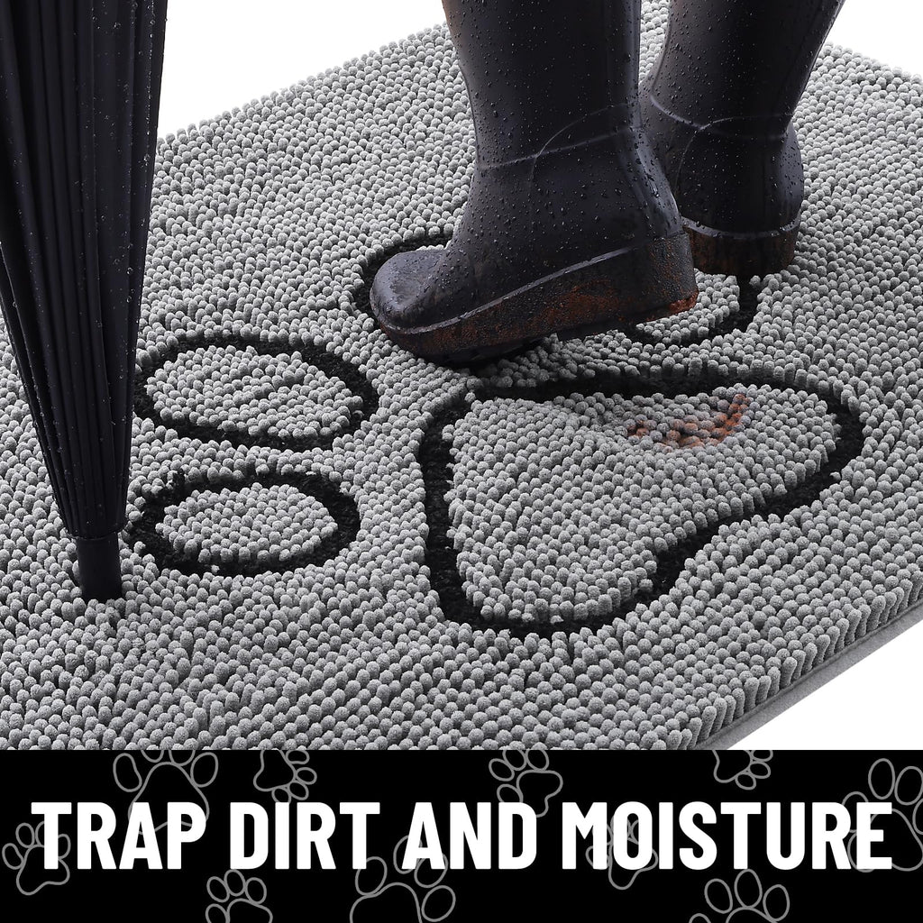 Smiry Dog Door Mat for Muddy Paws, Absorbent Non Slip Dirt Trapper, 30x20