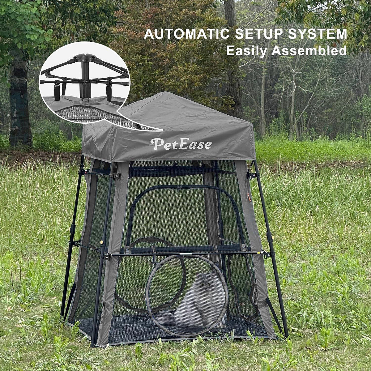 Catio Outdoor Cat Enclosure, 3-in-1 Extra Large Portable Cat Playpen with Tower Tent & Tunnel, Foldable Waterproof Mesh 