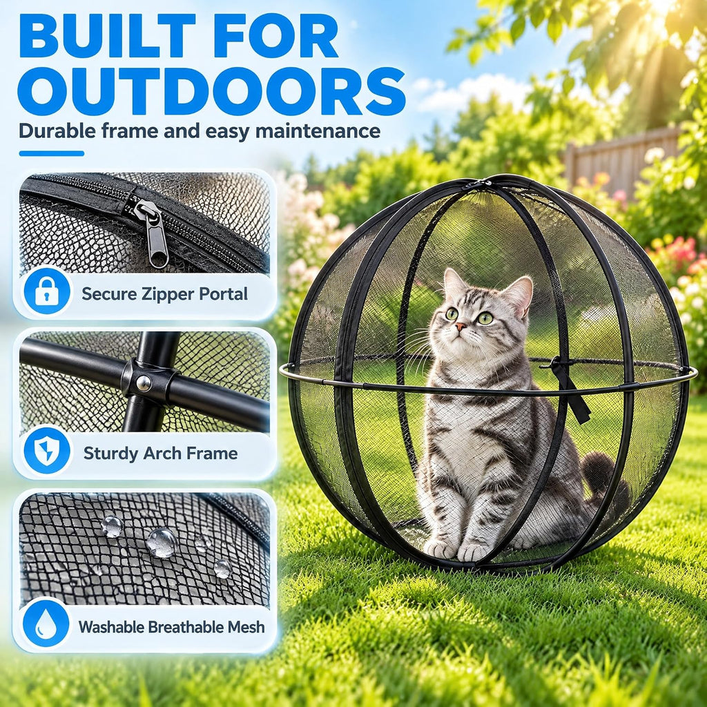 27'' Cat Hamster Ball for Outside, 360° Pop Up Cat Outdoor Play Enclosure