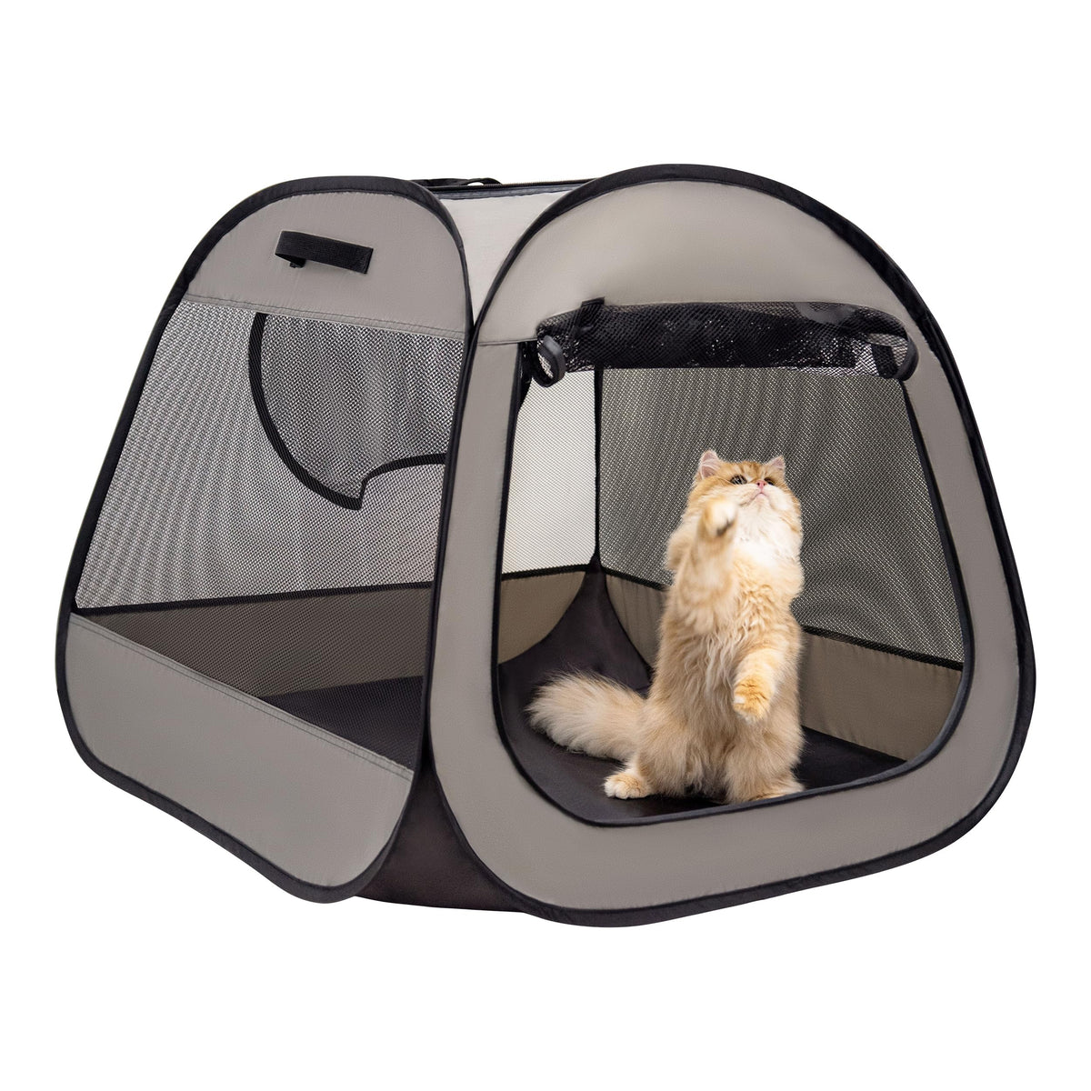 LAFYETTE. - US Based, Portable Cat Playpen, Trapezoidal Stable Design, Foldable Pet Tent for Indoor Outdoor Use, Cat Dog Play Enclosure, Kitten Puppy Kennel Crate, Pet House, Easy Setup, 33" x 26.5"