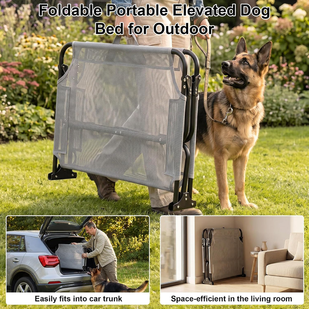Foldable Elevated Dog Cot Bed, Raised Pet Beds for Large & Medium Dogs
