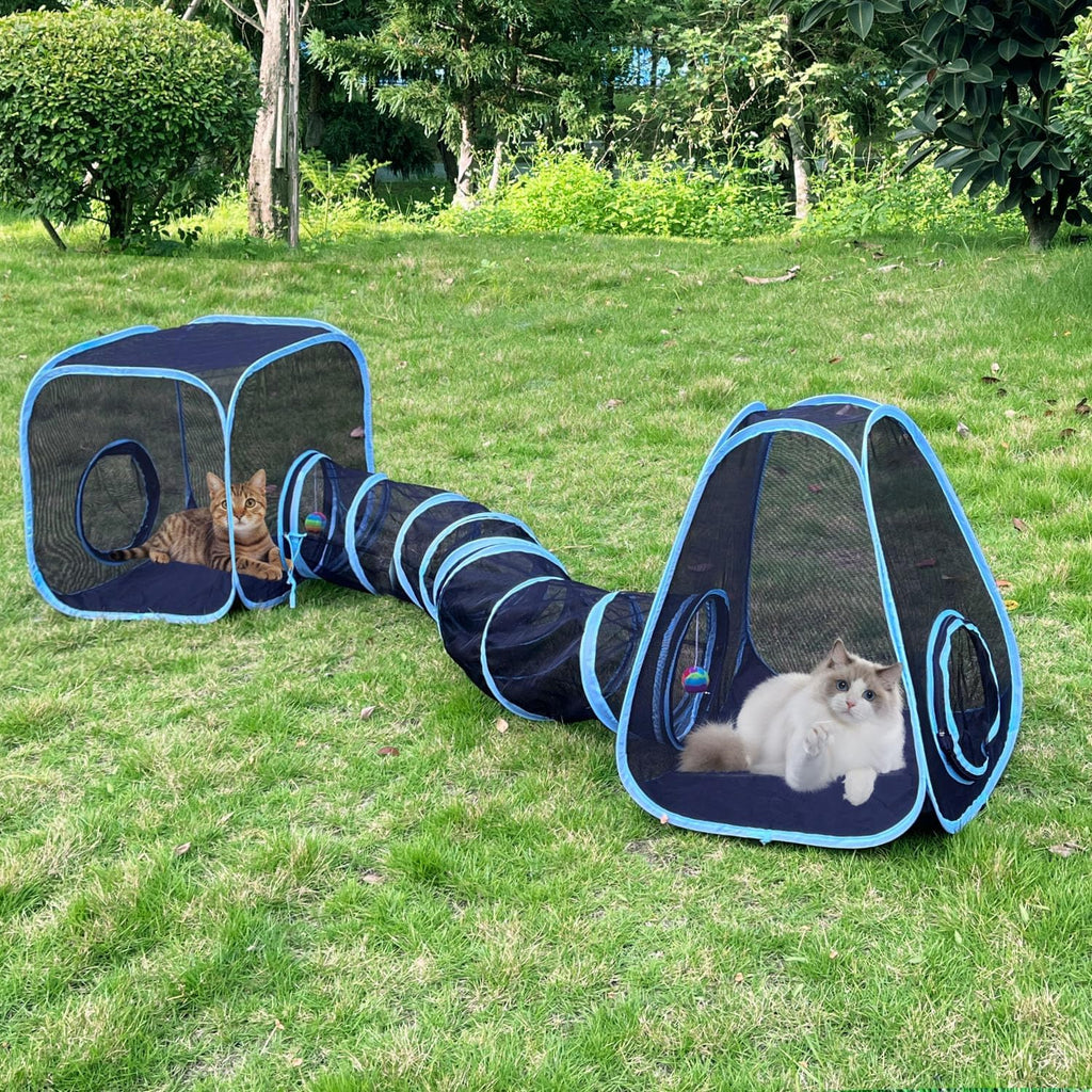 Outdoor Cat Enclosures, Cat Tunnels Catio Tents Cubes for Indoor Cats with Play Ball, Collapsible Outside Playpen Tunnel