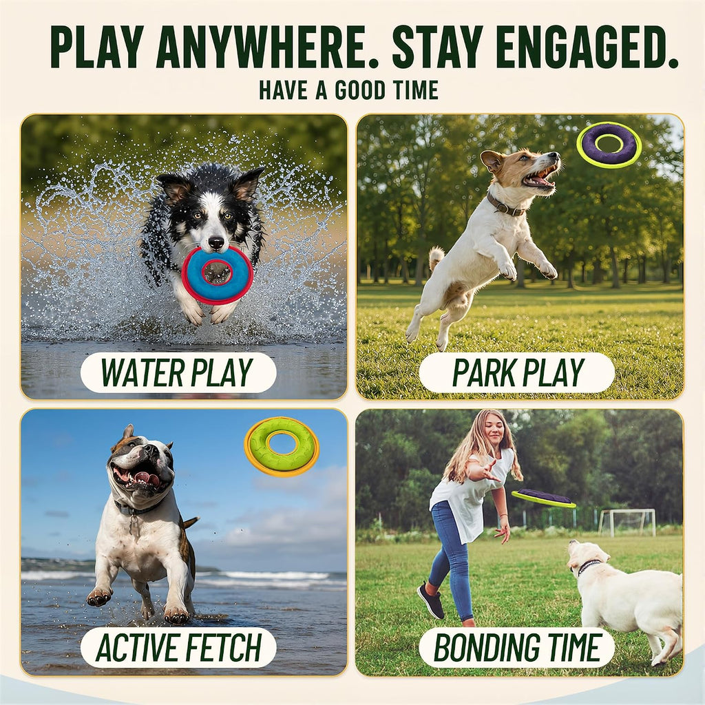 3 Pcs Flying Discs, Interactive Flyer Toys, Feedable Lightweight Catch and Fetch Toys for Small Medium Large Dogs, Float