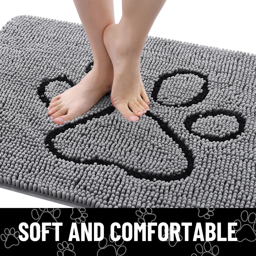 Smiry Dog Door Mat for Muddy Paws, Absorbent Non Slip Dirt Trapper, 30x20