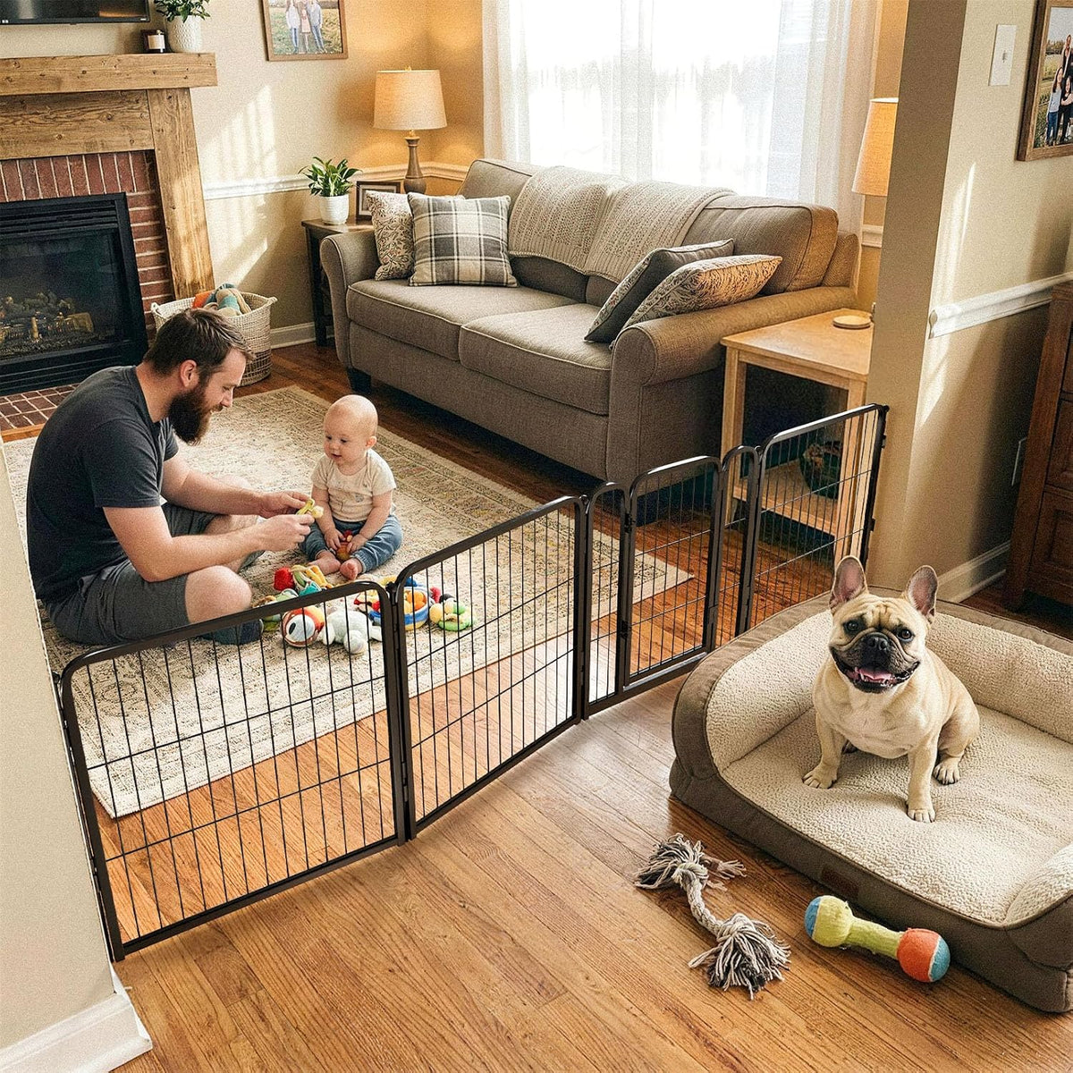 FXW Dog Gate, Extra Wide Adjustable for Openings Up to 219", 32" H