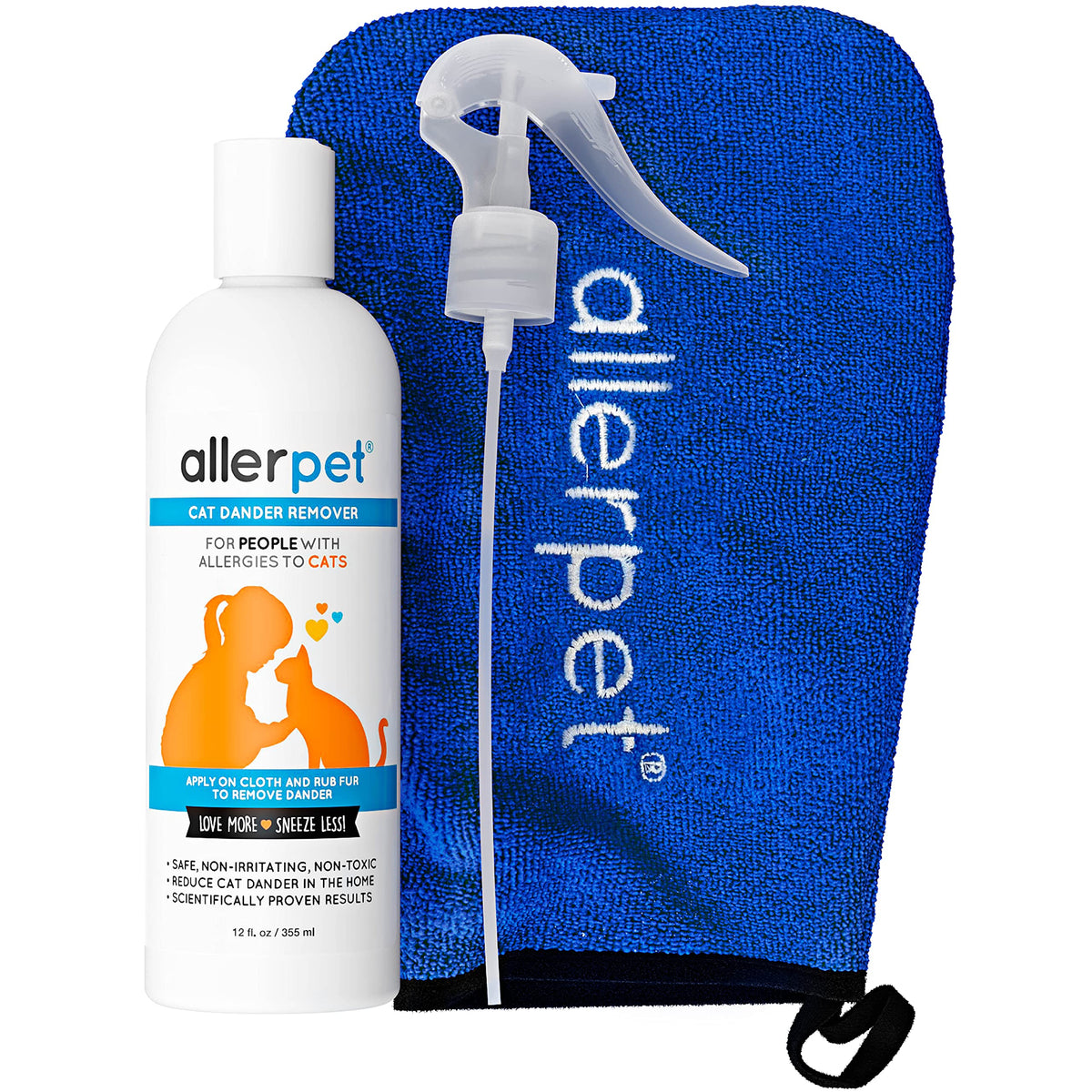 Allerpet Cat Dander Remover, Aloe-Free Pet Allergy Relief Made in USA 12 oz
