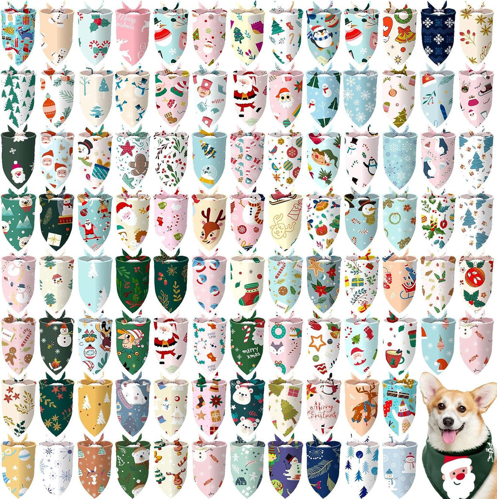 Huhumy 100 Pcs Thanksgiving Fall Dog Bandanas Bulk Fall Bandana for Dogs
