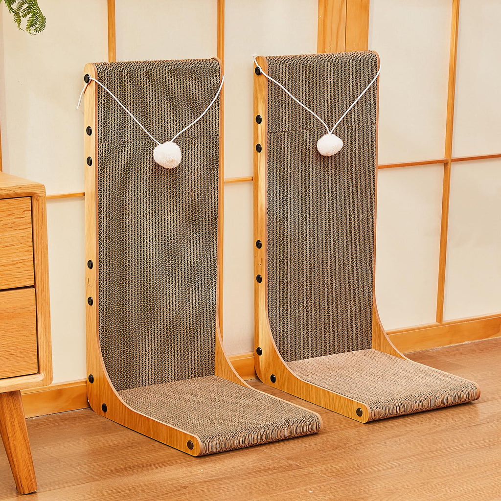 Markarbarka 23.6 IN L-Shaped Cardboard Cat Scratcher, 2-Pack for Indoor Cat