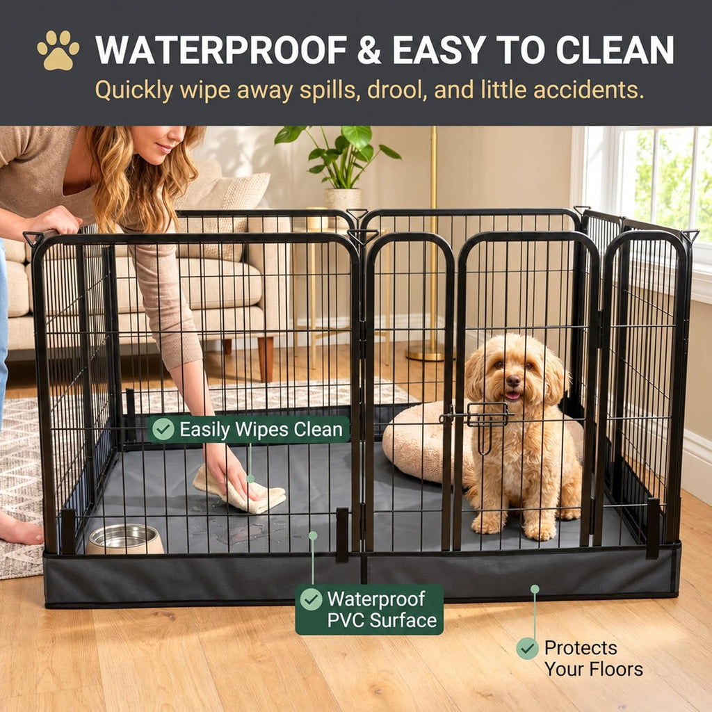 Dog Playpen with Battom Pad, 24" H 8 Panels Puppy Playpen