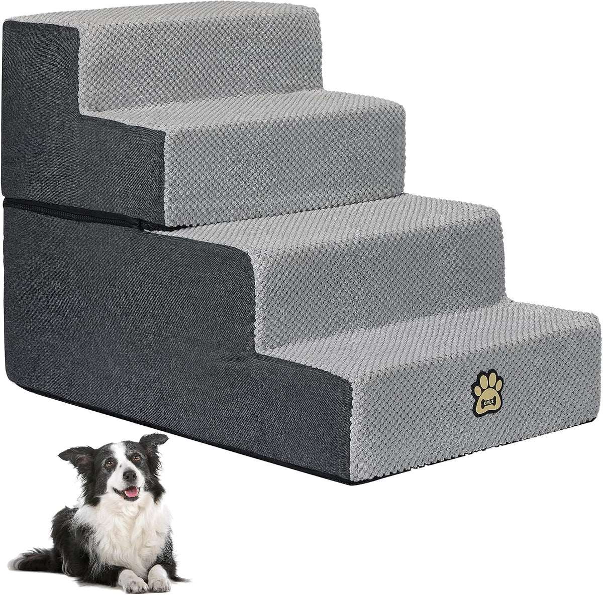 Pet Steps Dog Stairs for Sofa Couch and Bed High Density Sponge Pet Ramp with Removable Washable Cover Non-Slip Base Sta