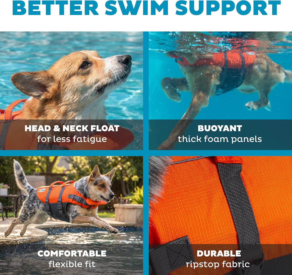 Outward Hound Granby Splash Dog Life Jacket, Life Vest, Orange, Medium