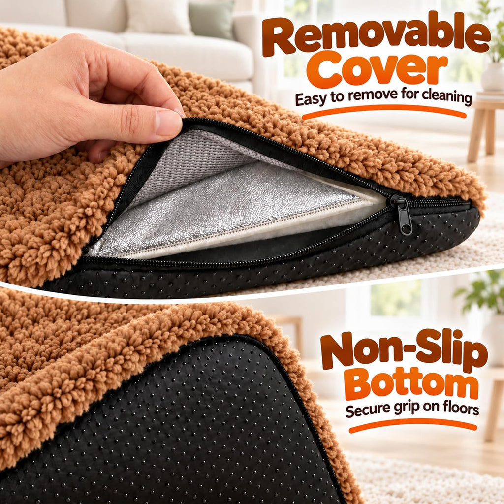 PatiencET Self Warming Cat Bed for Indoor Cats 14'' x 20'' - Cozy Fleece Heating Pad, Non-Electric Thermal Mat for Small