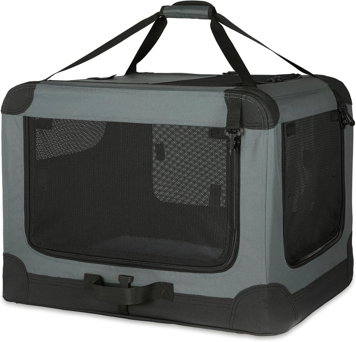 Amazon Basics Portable Folding Soft Dog Crate, Double Door, Collapsible Travel Kennel, Easy to Assemble, Medium, 29.92" 