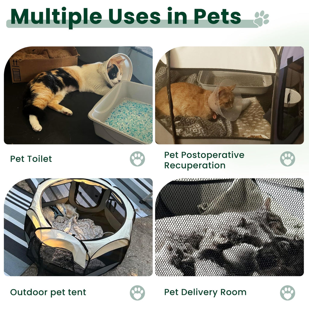 Love's cabin Pet Puppy Dog Playpen, Small Dog Tent Crates Cage Indoor/Outdoor, Portable Playpen for Cat, Foldable Pop Up Dog Kennel Playpen with Carring Case, Removable Zipper Top, Grey