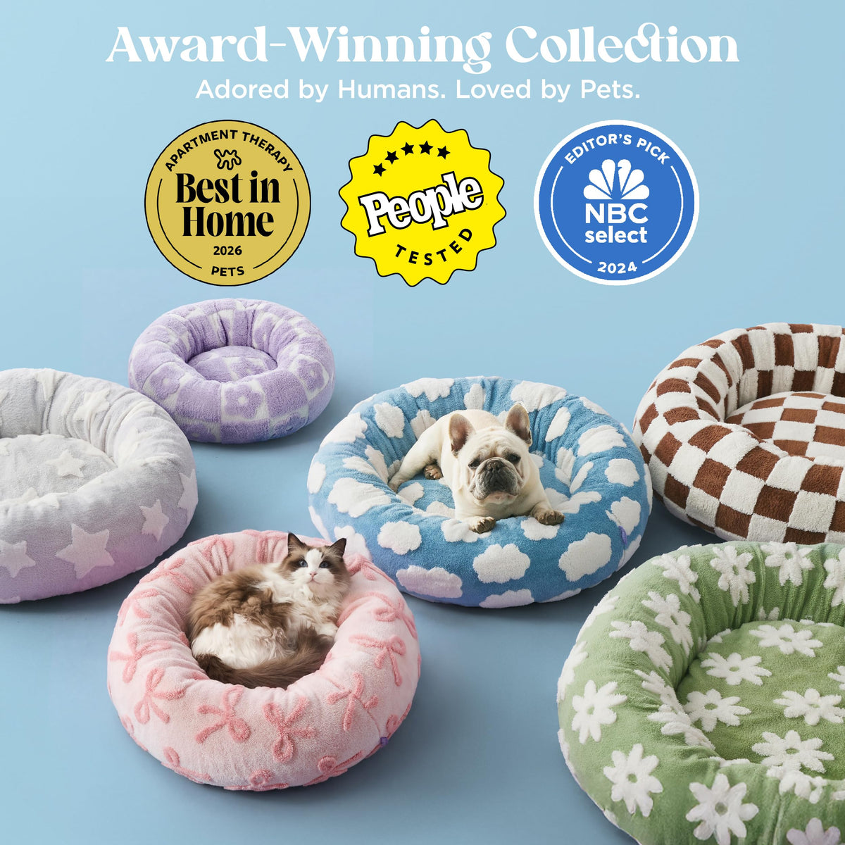 LE SURE Shown on TV Jacquard Donut Dog Beds Medium Sized Dog,Blue 30x30x8in