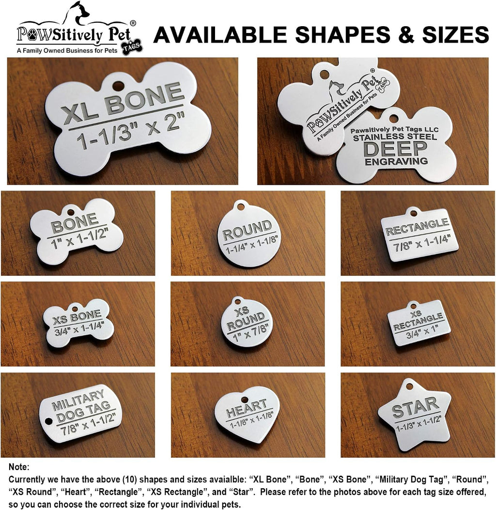 DEEP Engraved Premium Dog & Cat ID Tag – Personalized, Stainless Steel, Long-Lasting Durability - XL Bone 1-1/3"x2 (2-Si