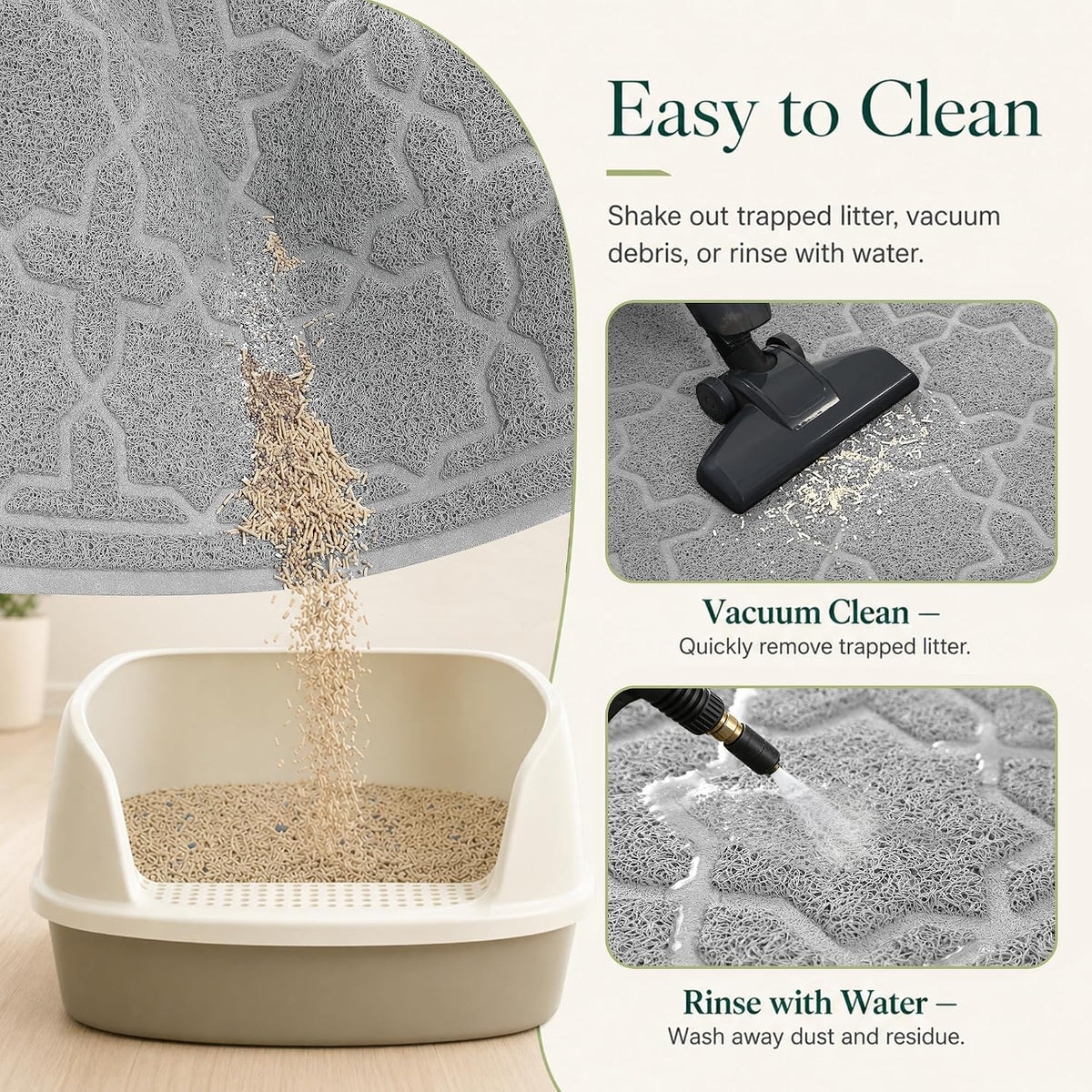 Yimobra Cat Litter Mat, Waterproof Litter Trapping Mat, 24x20, Grey