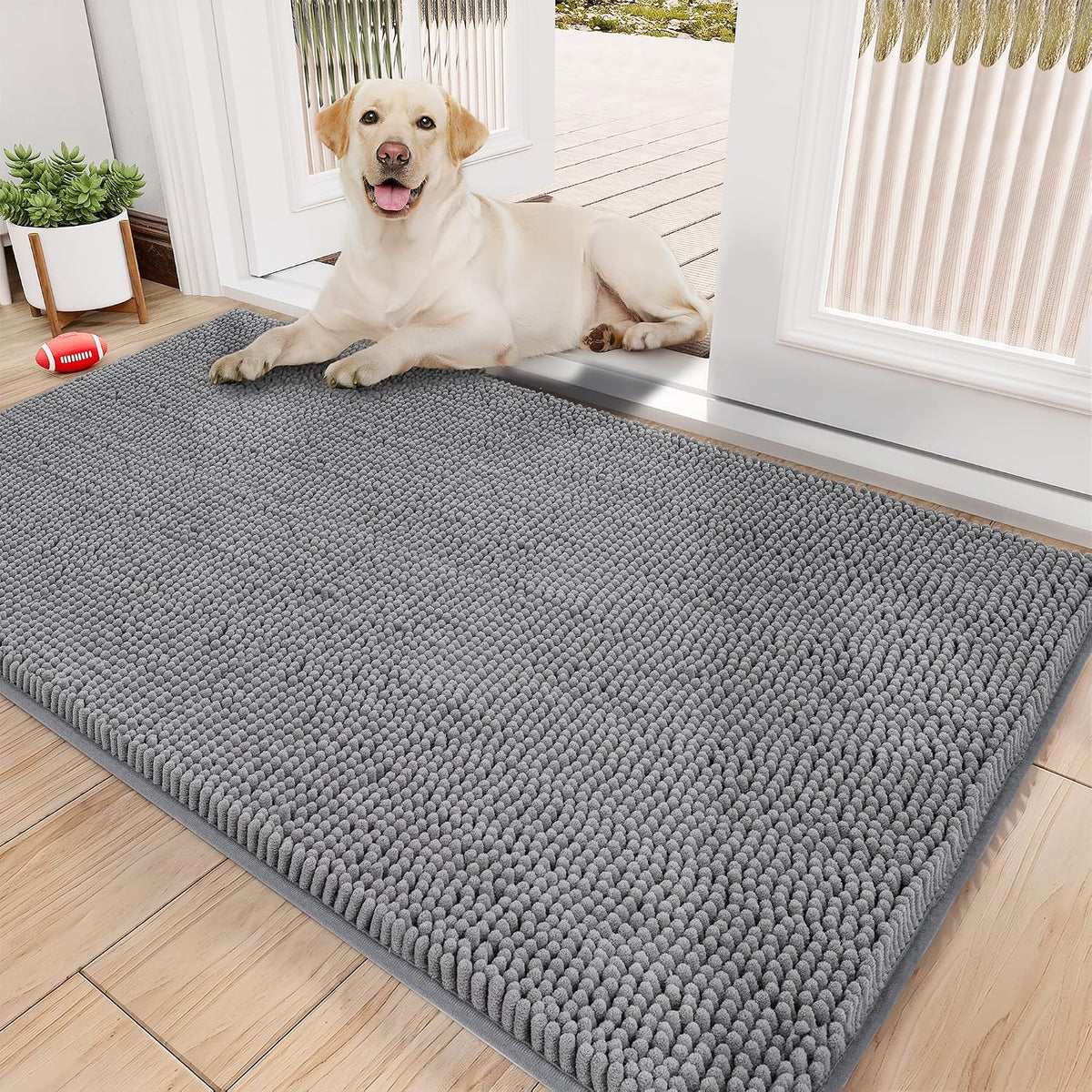 Amyracel Dog Door Mat for Muddy Paws 48" x 36",Chenille Absorbent Mud Mat