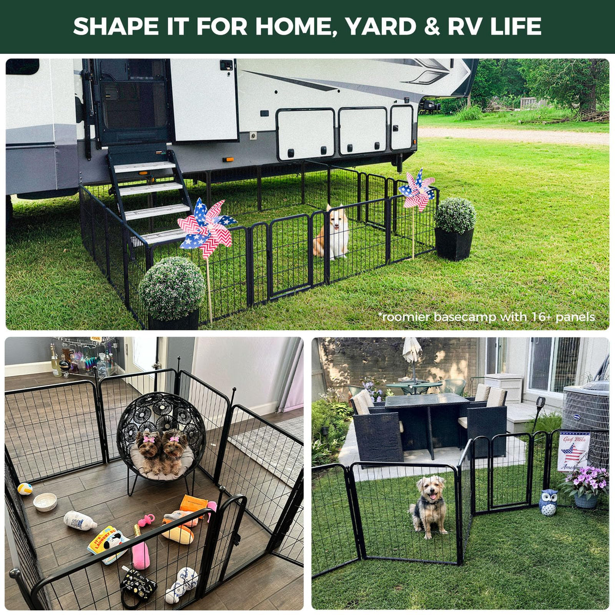 FXW Rollick Dog Playpen, Indoor, Yard & RV Camping, 24"H, 8 Panels