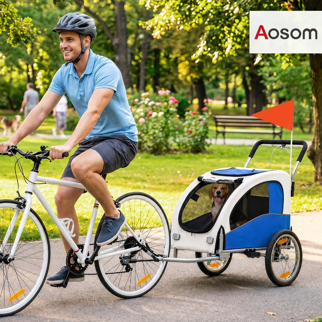 Aosom Dog Bike Trailer 2-in-1 Pet Stroller, Red