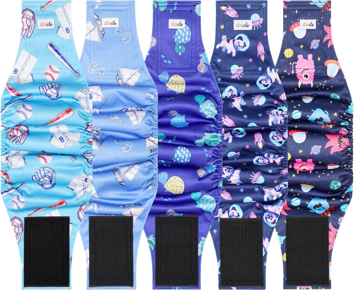 Dog Belly Bands for Male Dogs 5 Pack, Reusable Male Dog Diapers, Washable Belly Bands, Adjustable Pee Wraps for Marking,
