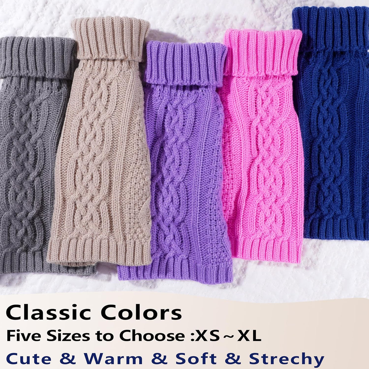 Dog Sweaters for Small Dogs Turtleneck Pullover Puppy Sweater Sleeveless Cable Knit Sweater for Chihuahua Soft and Warm 