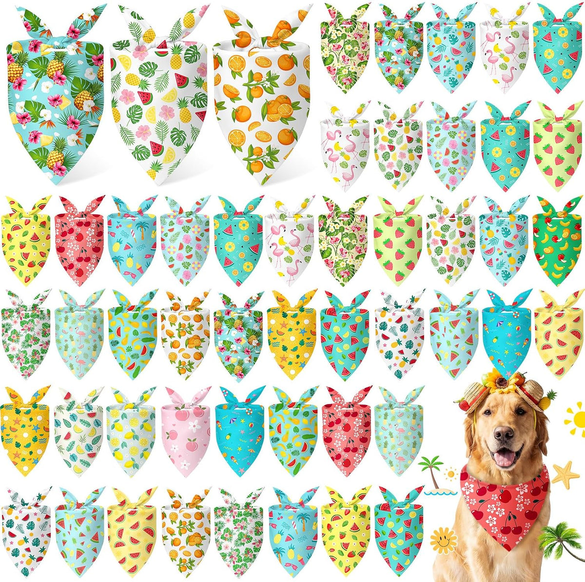 Abbylike 50 Pcs Fall Thanksgiving Dog Bandanas Bulk, Pumpkin, Large Dogs