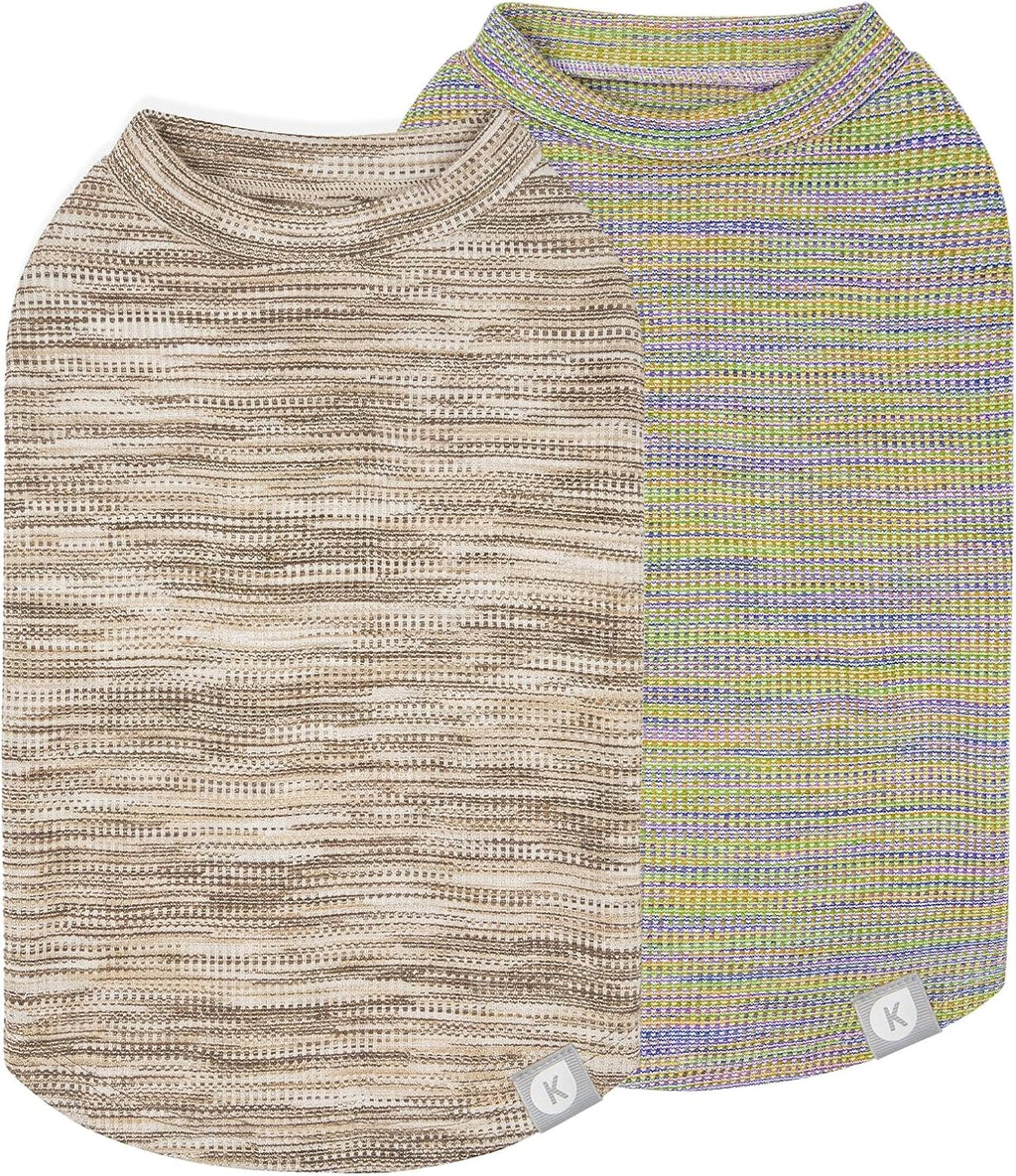 KYEESE 2Pack Waffle Dog Shirt for Small Dogs Striped Dog Sweater Tank Top