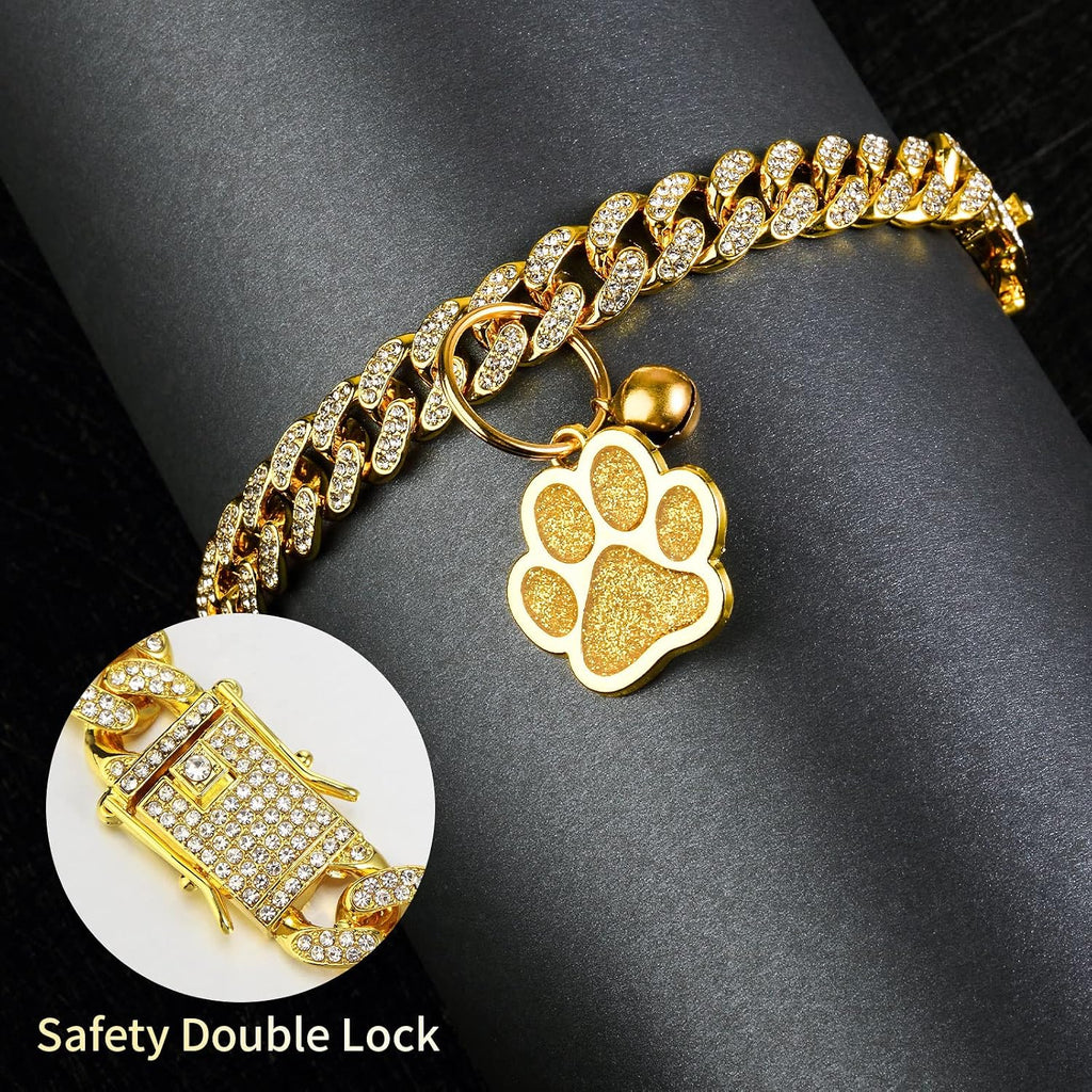Hillban Cat Collar Chain Diamond Jewelry Gift, 8 Inch, Gold